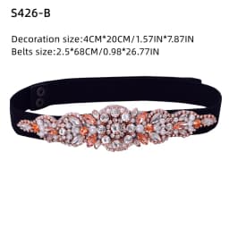 TOPQUEEN Women Dresses Elastic Belt Fashion Sparkly Rhinestone Stretch Waistband Travel Party Decoration Plus Size Customized