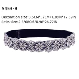 TOPQUEEN Women Dresses Elastic Belt Fashion Sparkly Rhinestone Stretch Waistband Travel Party Decoration Plus Size Customized
