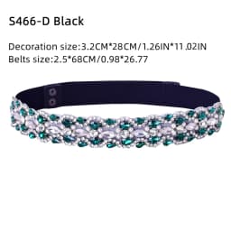 TOPQUEEN Women Dresses Elastic Belt Fashion Sparkly Rhinestone Stretch Waistband Travel Party Decoration Plus Size Customized