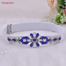 TOPQUEEN Women Dresses Elastic Belt Fashion Sparkly Rhinestone Stretch Waistband Travel Party Decoration Plus Size Customized