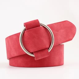 Trend Women Belt Fashion Round Buckle Design Imitation Leather Belt Simple and Versatile Youth Student Decoration Jeans Belt