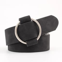 Trend Women Belt Fashion Round Buckle Design Imitation Leather Belt Simple and Versatile Youth Student Decoration Jeans Belt
