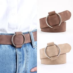 Trend Women Belt Fashion Round Buckle Design Imitation Leather Belt Simple and Versatile Youth Student Decoration Jeans Belt
