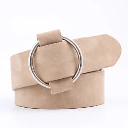 Trend Women Belt Fashion Round Buckle Design Imitation Leather Belt Simple and Versatile Youth Student Decoration Jeans Belt