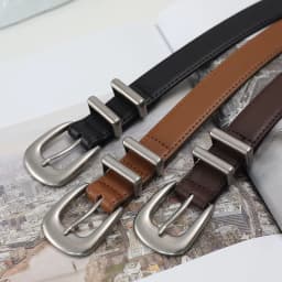 Maikun New Vintage Ladies Leather Belt Simple All-Match Silver Buckle Decorative Belt For Women