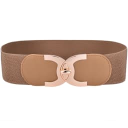 Wide Elastic Belts for Women Stretch Ladies Waist Belt with Fashion Gold Buckle, Vintage Classic Plus Size Belts for Women