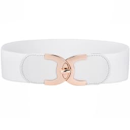 Wide Elastic Belts for Women Stretch Ladies Waist Belt with Fashion Gold Buckle, Vintage Classic Plus Size Belts for Women