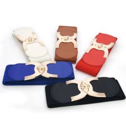 Wide Elastic Belts for Women Stretch Ladies Waist Belt with Fashion Gold Buckle, Vintage Classic Plus Size Belts for Women