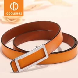 COOLERFIRE New Designer Gold Buckle Belt Waist Female Skinny Thin Genuine Leather Belts For Women Dress Belt LB016