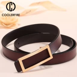 COOLERFIRE New Designer Gold Buckle Belt Waist Female Skinny Thin Genuine Leather Belts For Women Dress Belt LB016