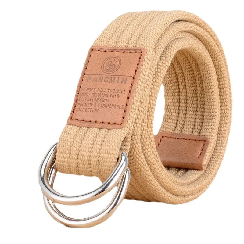 New Unisex Canvas Belt Double Ring Buckle Belts Men Women's Casual Business Cowboy Pants Belt