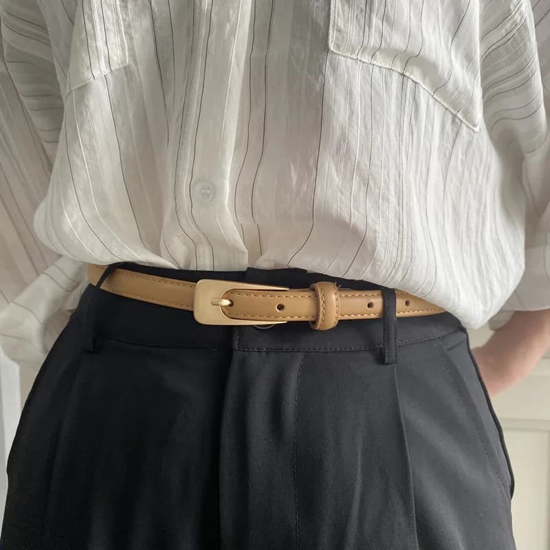 Fashion Women Thin Belt Chic Leather Waistband Square Pin Buckle Jeans Pants Belts Female Clothes Decoration Girdles Strap 벨트