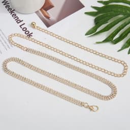 Shiny Rhinestone Women Waist Chain Belt Elegant Long Thin Adjustable Metal Chain For Lady Female Dress Coat Decorative Waistband