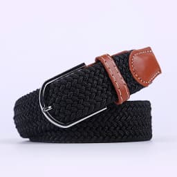 Black Blue Beige Unisex Women Casual Knitted Pin Buckle Thin Belt Woven Canvas Elastic Expandable Braided Stretch Belts for Men