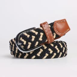 Black Blue Beige Unisex Women Casual Knitted Pin Buckle Thin Belt Woven Canvas Elastic Expandable Braided Stretch Belts for Men
