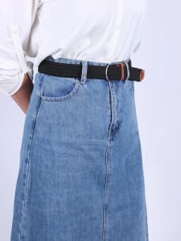 Black Blue Beige Unisex Women Casual Knitted Pin Buckle Thin Belt Woven Canvas Elastic Expandable Braided Stretch Belts for Men