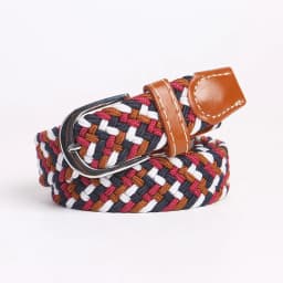 Black Blue Beige Unisex Women Casual Knitted Pin Buckle Thin Belt Woven Canvas Elastic Expandable Braided Stretch Belts for Men