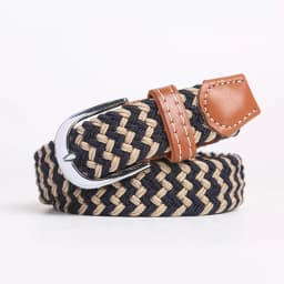 Black Blue Beige Unisex Women Casual Knitted Pin Buckle Thin Belt Woven Canvas Elastic Expandable Braided Stretch Belts for Men