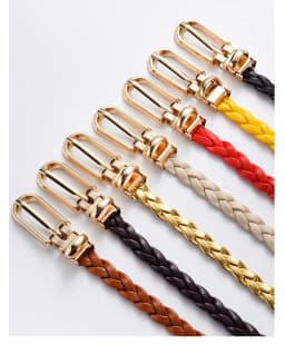 0.8x110cm Women Thin Skinny Belt Vintage Female Ladies Dress Pin Buckle Waistband Weave Waist Band Braided Belt