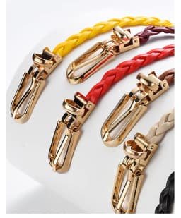 0.8x110cm Women Thin Skinny Belt Vintage Female Ladies Dress Pin Buckle Waistband Weave Waist Band Braided Belt