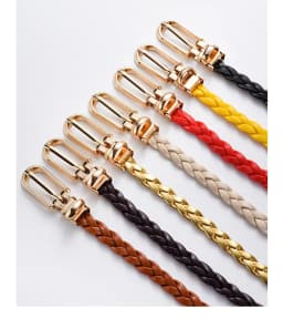 0.8x110cm Women Thin Skinny Belt Vintage Female Ladies Dress Pin Buckle Waistband Weave Waist Band Braided Belt