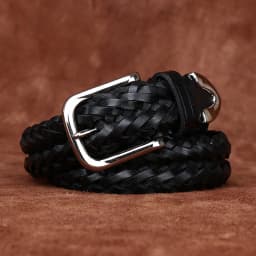3.5CM Wide Leather Woven Belt Men's First Layer Cowhide Handmade Belt Men's Pin Buckle Versatile Casual Pants Belt