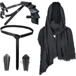 Medieval Knight Belt Cape Men's Renaissance Half Shoulder Cloak Scarf Buckle Armor Retro Wrist Guard Cosplay Belt For Halloween