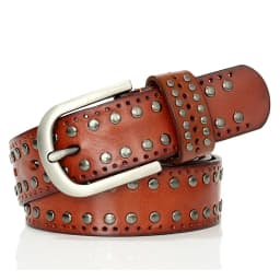 3.3CM Punk Lady Belts Rivet Women Belt High Quality Real Genuine Leather Belt Female Strap Vintage Woman Cowskin Belt For Jeans