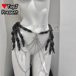 Men/Women's Steampunk Subcultural Original Cos Waist Rivet Chain Gothic Waist Cincher Hand Bone Dark Lolita Y2K Accessories