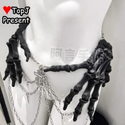 Men/Women's Steampunk Subcultural Original Cos Waist Rivet Chain Gothic Waist Cincher Hand Bone Dark Lolita Y2K Accessories