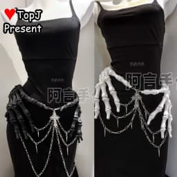 Men/Women's Steampunk Subcultural Original Cos Waist Rivet Chain Gothic Waist Cincher Hand Bone Dark Lolita Y2K Accessories