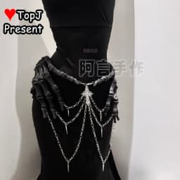 Men/Women's Steampunk Subcultural Original Cos Waist Rivet Chain Gothic Waist Cincher Hand Bone Dark Lolita Y2K Accessories