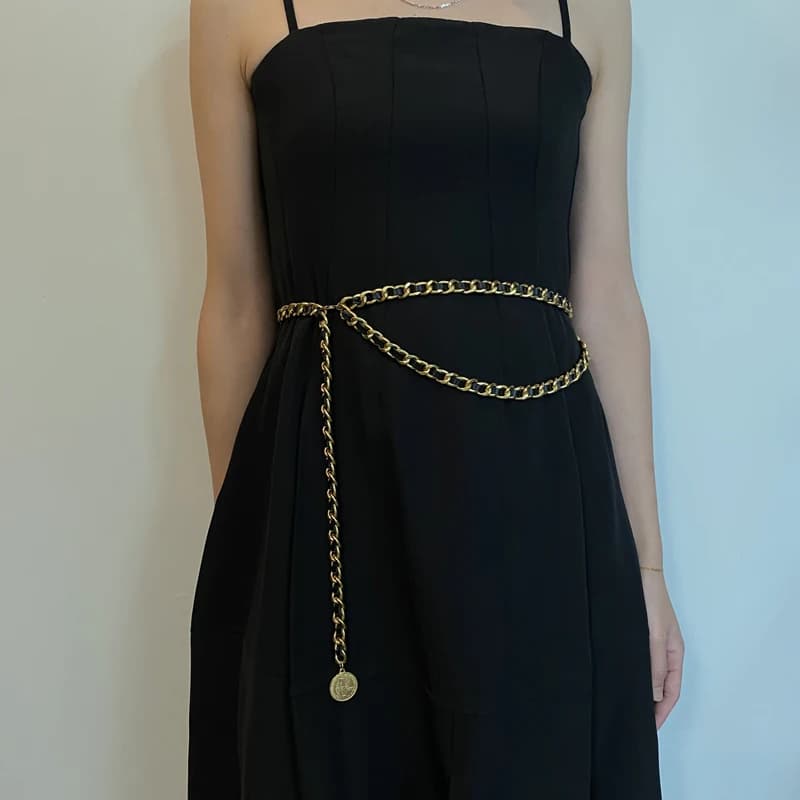 Designer Waist Chain Women's Sheepskin Decorative Dress Belt Metal Peach Heart Coin Pendant Pearl Strap Chain