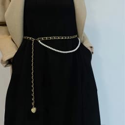 Designer Waist Chain Women's Sheepskin Decorative Dress Belt Metal Peach Heart Coin Pendant Pearl Strap Chain