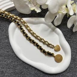 Designer Waist Chain Women's Sheepskin Decorative Dress Belt Metal Peach Heart Coin Pendant Pearl Strap Chain