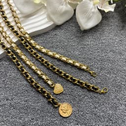 Designer Waist Chain Women's Sheepskin Decorative Dress Belt Metal Peach Heart Coin Pendant Pearl Strap Chain
