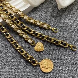 Designer Waist Chain Women's Sheepskin Decorative Dress Belt Metal Peach Heart Coin Pendant Pearl Strap Chain
