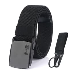 KOLBER Matte Black Elastic Belt for Men Women Alloy Buckle Strong Fiber 95cm-120cm Stretch Belt Male Trousers Working Girdles