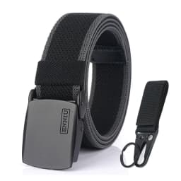 KOLBER Matte Black Elastic Belt for Men Women Alloy Buckle Strong Fiber 95cm-120cm Stretch Belt Male Trousers Working Girdles