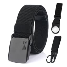 KOLBER Matte Black Elastic Belt for Men Women Alloy Buckle Strong Fiber 95cm-120cm Stretch Belt Male Trousers Working Girdles