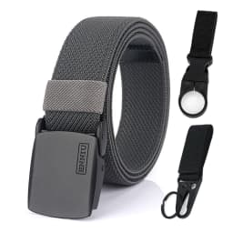 KOLBER Matte Black Elastic Belt for Men Women Alloy Buckle Strong Fiber 95cm-120cm Stretch Belt Male Trousers Working Girdles