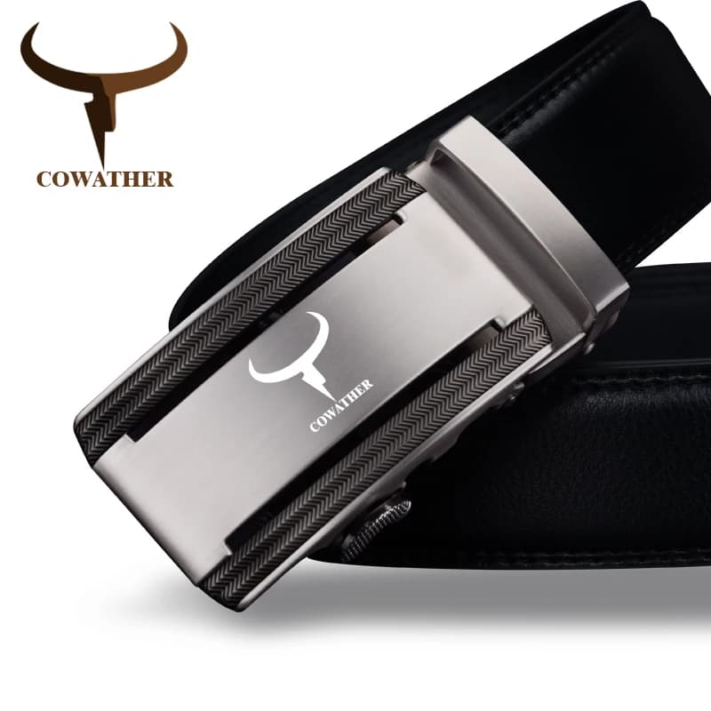 COWATHER 2021 new 100% cow genuine leather belts for men high quality alloy automatic buckle belt cinto masculino original