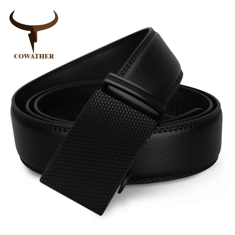 COWATHER fashion men belt top cow genuine leather automatic buckle belts for men causal design cowhide male strap