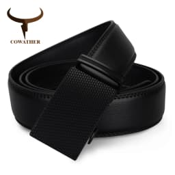 COWATHER fashion men belt top cow genuine leather automatic buckle belts for men causal design cowhide male strap
