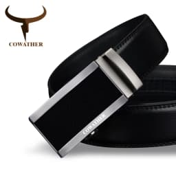 COWATHER fashion men belt top cow genuine leather automatic buckle belts for men causal design cowhide male strap