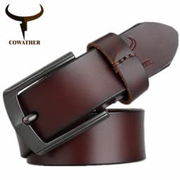 COWATHER new style cow genuine leather mens belt for men high quality vintage style 100-130cm male strap ceinture homme