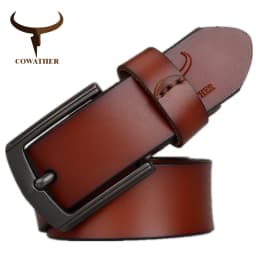 COWATHER new style cow genuine leather mens belt for men high quality vintage style 100-130cm male strap ceinture homme