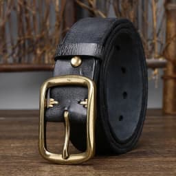 3.8cm Top Leather Cowhide Belt Fashion High Quality Genuine Leather Men Belt Copper Buckle Strap for Male Wide Luxury Retro Belt