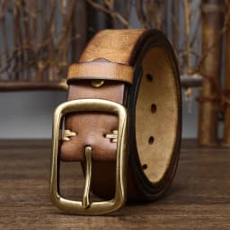 3.8cm Top Leather Cowhide Belt Fashion High Quality Genuine Leather Men Belt Copper Buckle Strap for Male Wide Luxury Retro Belt