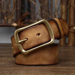 3.8cm Top Leather Cowhide Belt Fashion High Quality Genuine Leather Men Belt Copper Buckle Strap for Male Wide Luxury Retro Belt